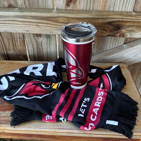 Set of Arizona Cardinals Tervis Rush 30oz Stainless Steel Tumbler & Unisex Scarf - Picture 1 of 12